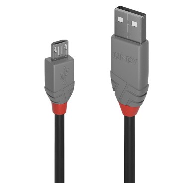 Lindy 36731 câble USB USB 2.0 0,5 m USB A Micro-USB B Noir, Gris