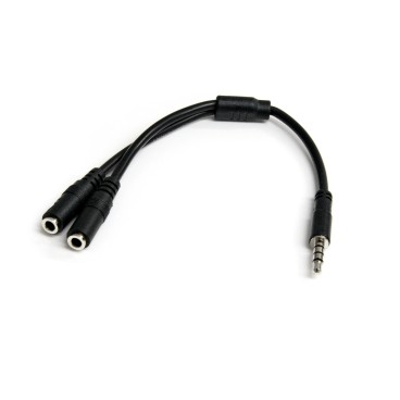 StarTech.com Adaptateur pour casque avec prises pour écouteur et microphone séparées - Mini-Jack 3,5mm 1x (M) 2x (F) - Noir