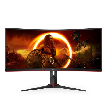 AOC G2 CU34G2X BK LED display 86,4 cm (34") 3440 x 1440 pixels Quad HD Noir, Rouge