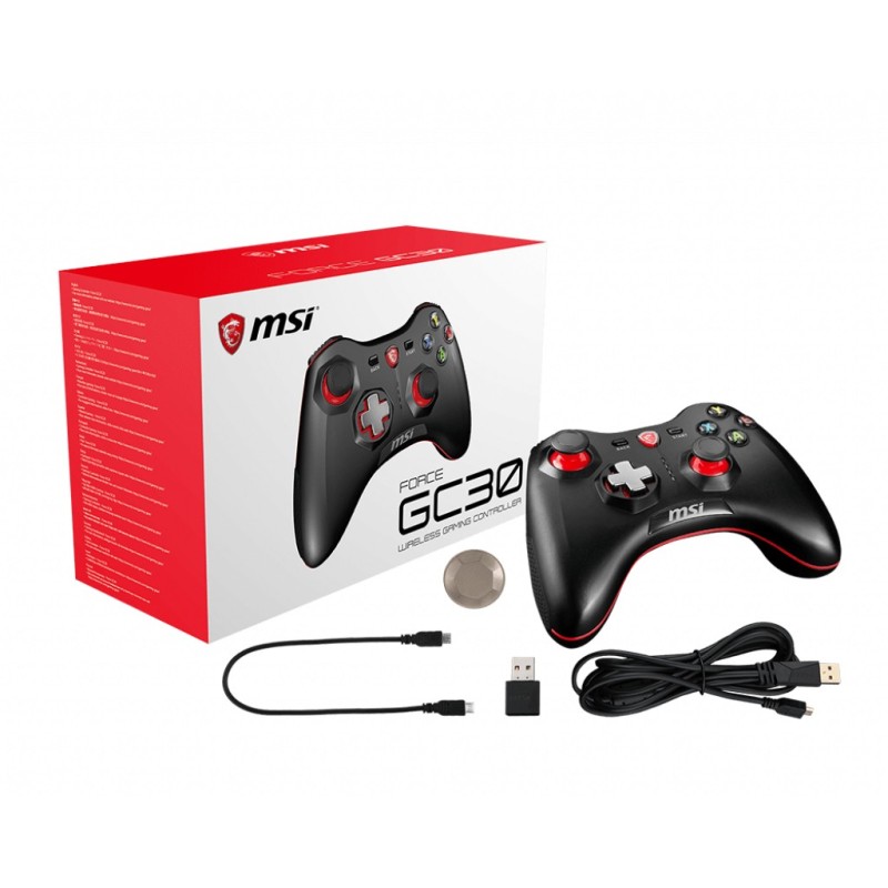 MSI Force GC30 Noir USB 2.0 Manette de jeu Analogique Numérique Android, PC