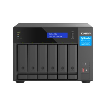 QNAP TVS-h674 NAS Tower Intel® Core™ i3 i3-12100 16 Go DDR4 QuTS hero Noir