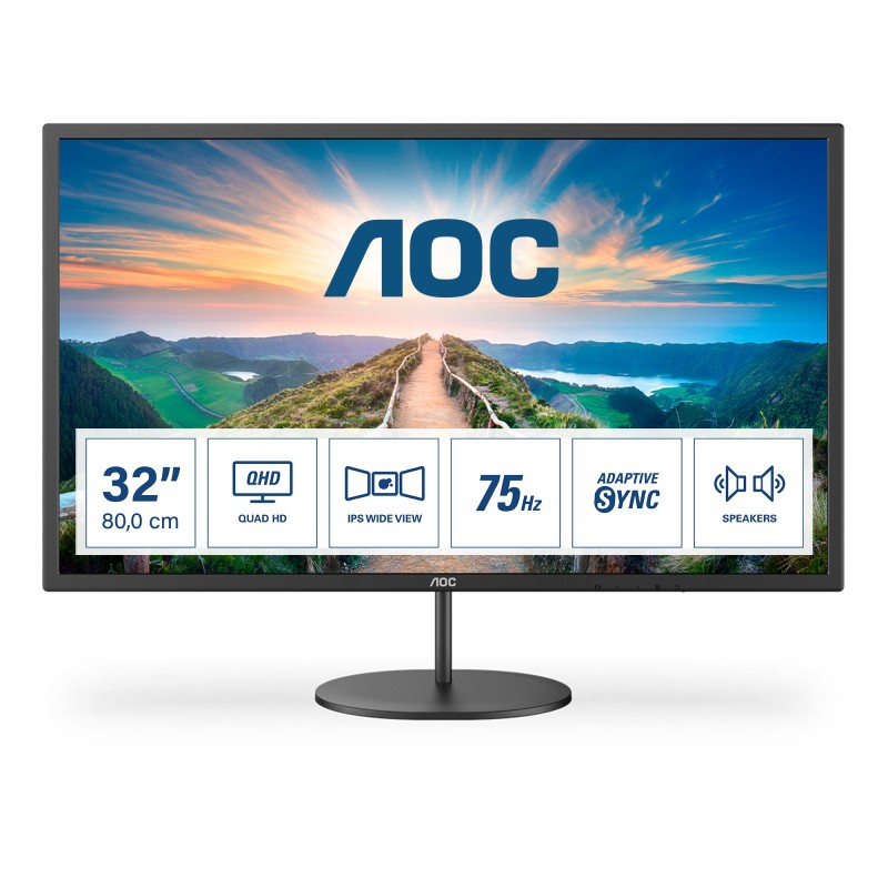 AOC V4 Q32V4 écran plat de PC 80 cm (31.5") 2560 x 1440 pixels 2K Ultra HD LED Noir