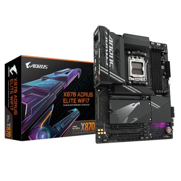 GIGABYTE X870 AORUS ELITE WIFI7 Carte Mère - Prend en charge les processeurs AMD Ryzen 9000, 16+2+2 phases VRM, jusqu'à 8000MHz