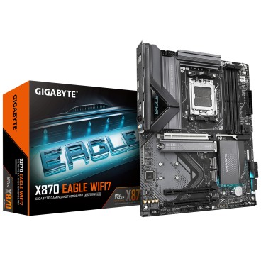 GIGABYTE X870 EAGLE WIFI7 Carte Mère - Prend en charge les processeurs AMD Ryzen 9000, 14+2+2 phases VRM, jusqu'à 8000MHz DDR5