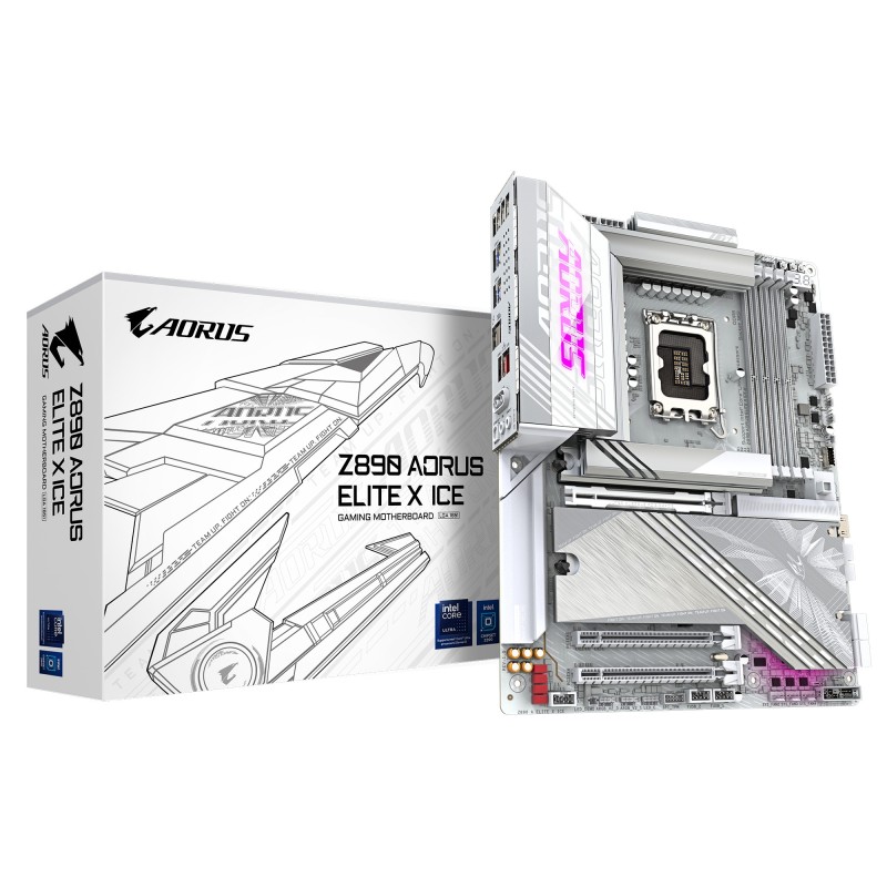 GIGABYTE Carte mère Z890 AORUS ELITE X ICE - Prend en charge les processeurs Intel Core Ultra (Série 2), VRM à 16+1+2 phases,