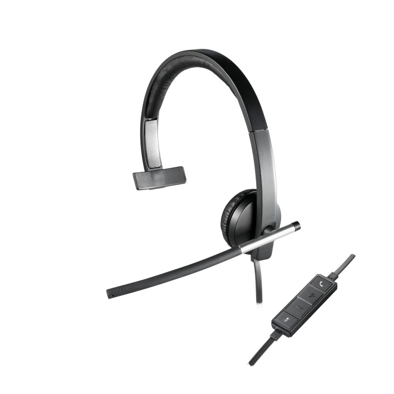 Logitech H650e Casque Avec fil Arceau Bureau Centre d'appels USB Type-A Noir, Argent