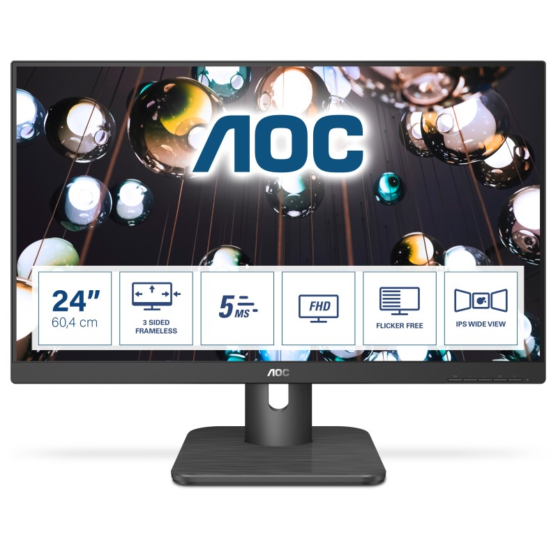 AOC E1 24E1Q écran plat de PC 60,5 cm (23.8") 1920 x 1080 pixels Full HD LED Noir