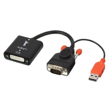 Lindy 38184 câble vidéo et adaptateur 0,2 m DVI-D VGA (D-Sub) + USB Noir, Orange