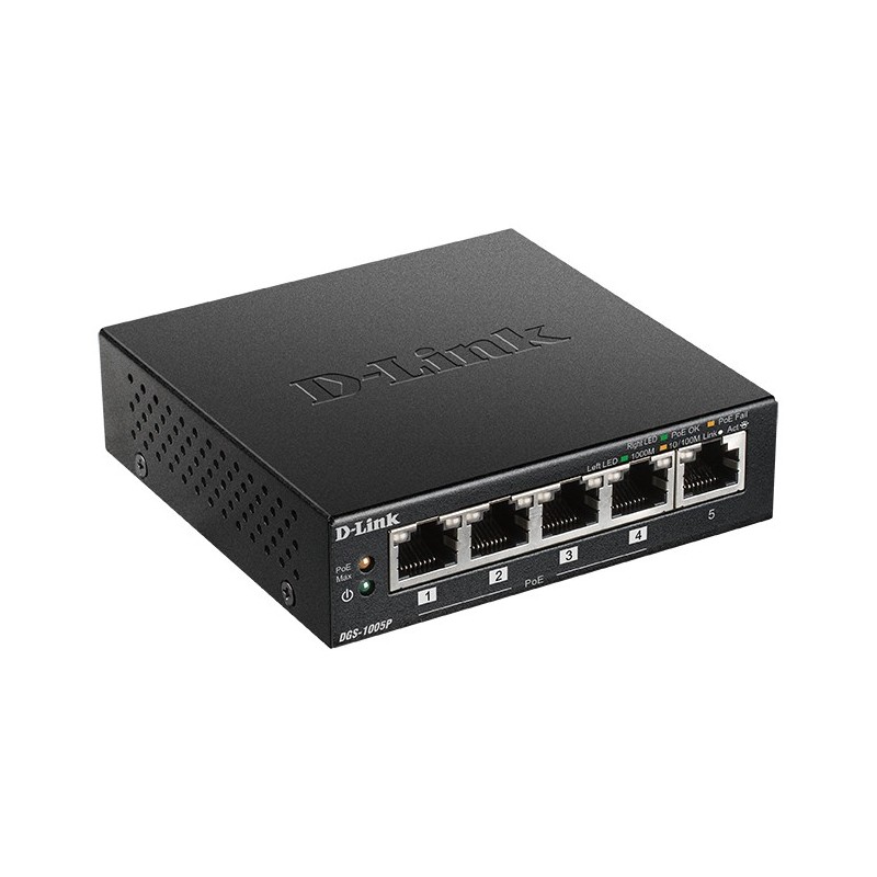 D-Link DGS-1005P E commutateur réseau Non-géré Gigabit Ethernet (10 100 1000) Connexion Ethernet, supportant l'alimentation via