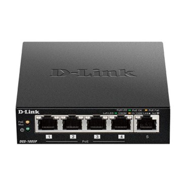 D-Link DGS-1005P E commutateur réseau Non-géré Gigabit Ethernet (10 100 1000) Connexion Ethernet, supportant l'alimentation via