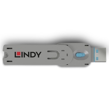 Lindy 40622 bloqueur de port Clé de bloqueur de port USB Type-A Bleu Acrylonitrile-Butadiène-Styrène (ABS) 1 pièce(s)