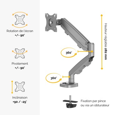 Fellowes Eppa 9683001 support d'écran plat pour bureau 101,6 cm (40") Argent