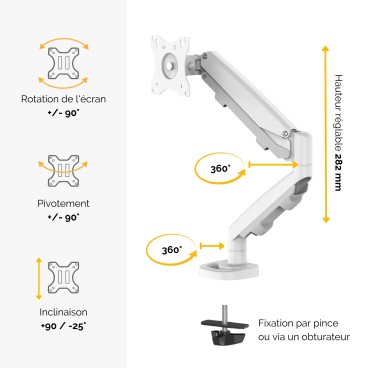 Fellowes Eppa 9683201 support d'écran plat pour bureau 101,6 cm (40") Blanc