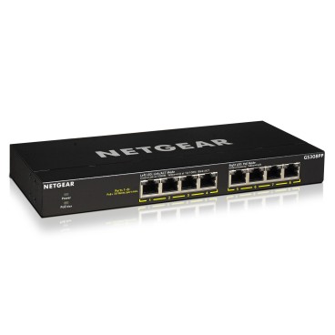 NETGEAR GS308PP Non-géré Gigabit Ethernet (10 100 1000) Connexion Ethernet, supportant l'alimentation via ce port (PoE) Noir