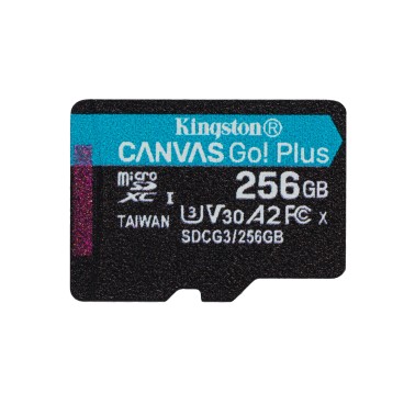 Kingston Technology Carte microSDXC Canvas Go Plus 170R A2 U3 V30 de 256 Go + ADP