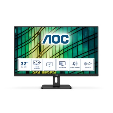 AOC E2 U32E2N LED display 80 cm (31.5") 3840 x 2160 pixels 4K Ultra HD Noir