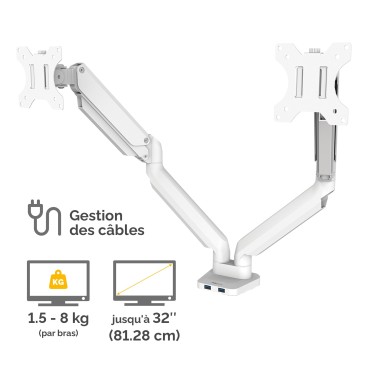 Fellowes Platinum Series Bras porte-écrans double - Blanc