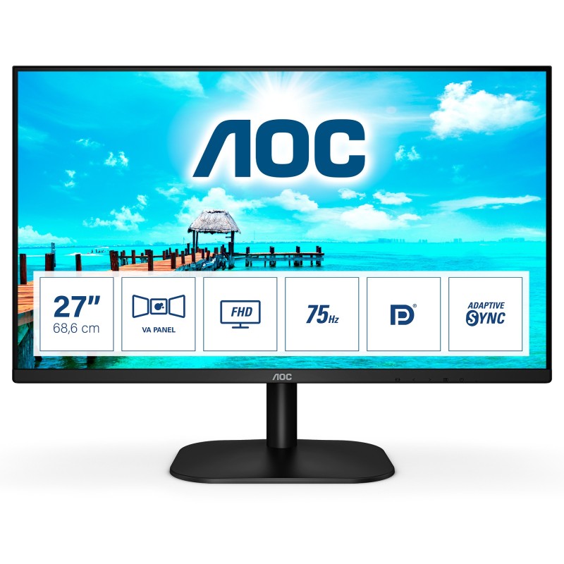 AOC B2 27B2QAM LED display 68,6 cm (27") 1920 x 1080 pixels Full HD Noir