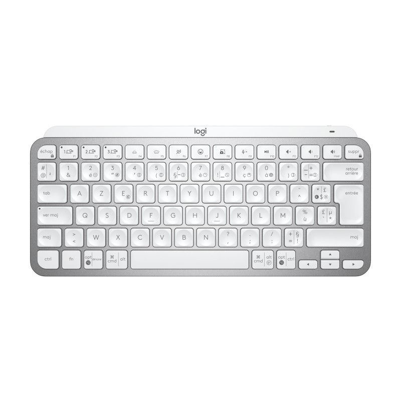 Logitech MX Keys Mini for Business clavier Bureau RF sans fil + Bluetooth AZERTY Français Aluminium, Blanc