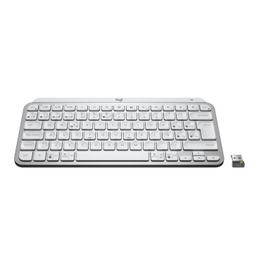 Logitech MX Keys Mini for Business clavier Bureau RF sans fil + Bluetooth AZERTY Français Aluminium, Blanc