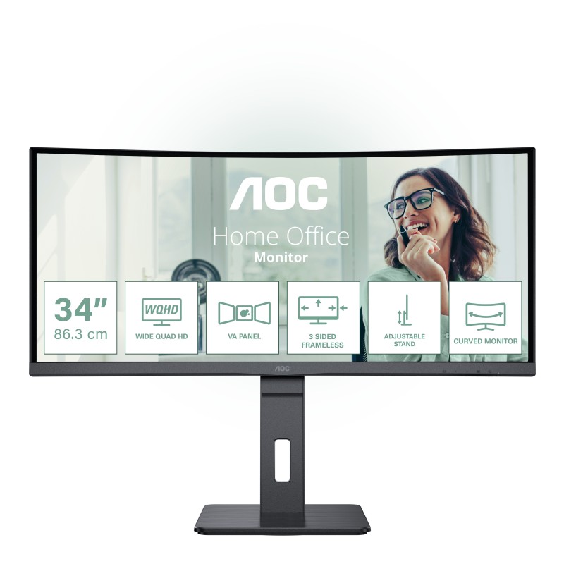 AOC CU34P3CV écran plat de PC 86,4 cm (34") 3440 x 1440 pixels UltraWide Quad HD LED Noir