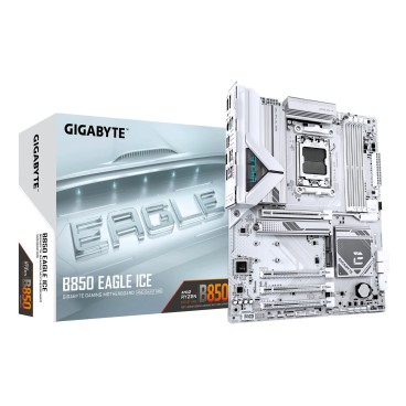GIGABYTE B850 EAGLE ICE Carte Mère – Processeurs AMD Ryzen série 9000, VRM numérique 8+2+2 phases, jusqu’à 8200 MHz DDR5 (O.C),
