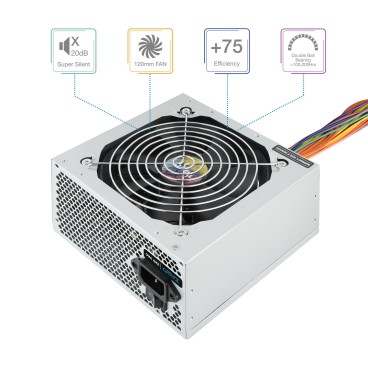 TooQ TQAPOLO-500SP unité d'alimentation d'énergie 500 W 20+4 pin ATX ATX Argent