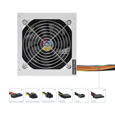 TooQ TQAPOLO-500SP unité d'alimentation d'énergie 500 W 20+4 pin ATX ATX Argent