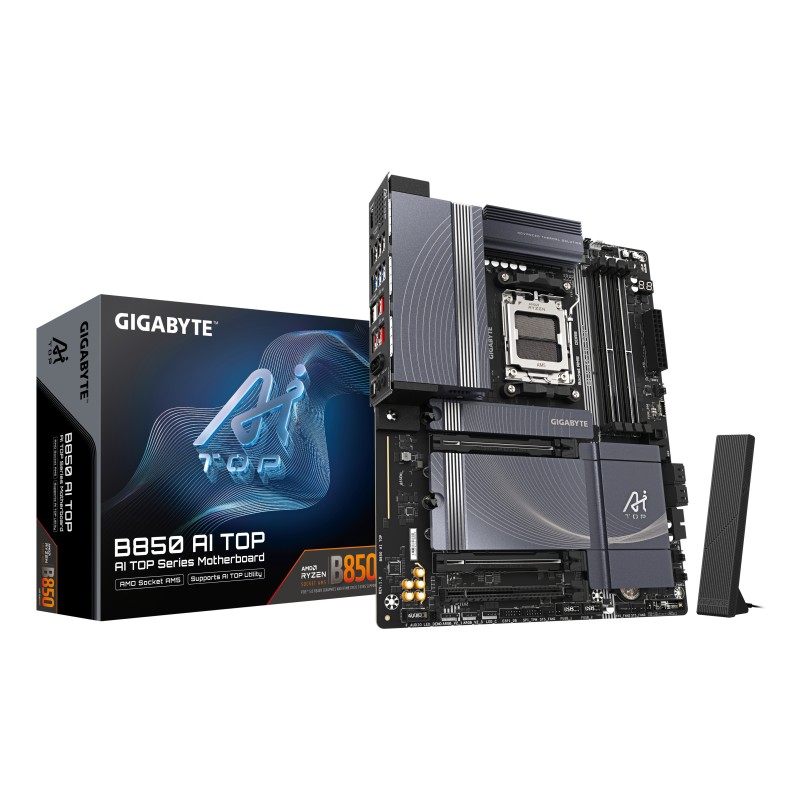 GIGABYTE B850 AI TOP Carte Mère - Processeurs AMD Ryzen Série 9000, 16+2+2 phases VRM numériques, jusqu'à 8600MHz DDR5 (OC),