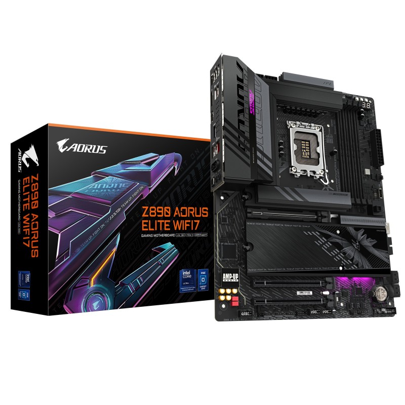 GIGABYTE Carte mère Z890 AORUS ELITE WIFI7 - Prend en charge les processeurs Intel Core Ultra (Série 2), VRM à 16+1+2 phases,