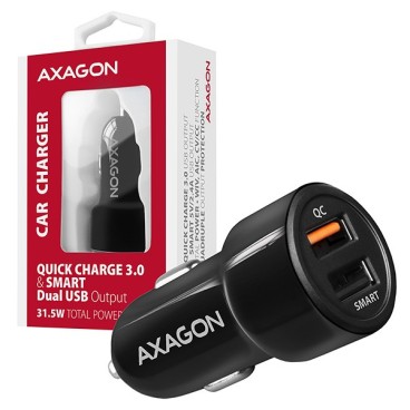 Axagon PWC-QC5 chargeur d'appareils mobiles Smartphone, Tablette Noir Allume-cigare Charge rapide Auto