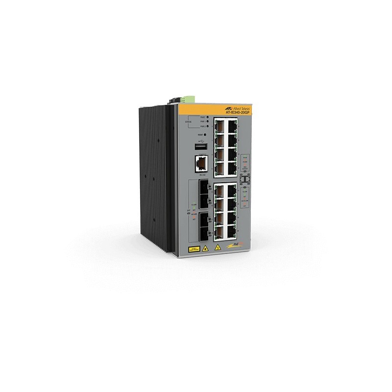 Allied Telesis AT-IE340-20GP-80 Géré L3 Gigabit Ethernet (10 100 1000) Connexion Ethernet, supportant l'alimentation via ce