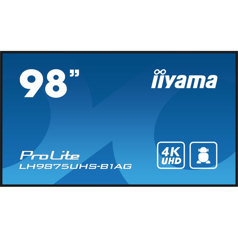 iiyama LH9875UHS-B1AG affichage de messages Écran plat de signalisation numérique 2,49 m (98") LED Wifi 500 cd m² 4K Ultra HD