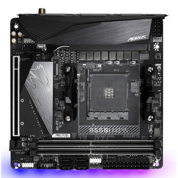 GIGABYTE B550I AORUS PRO AX Carte mère - Processeurs AMD Ryzen 5000, VRM 8 phases, jusqu'à 5300 MHz DDR4, 1xPCIe 4.0 + 1xPCIe