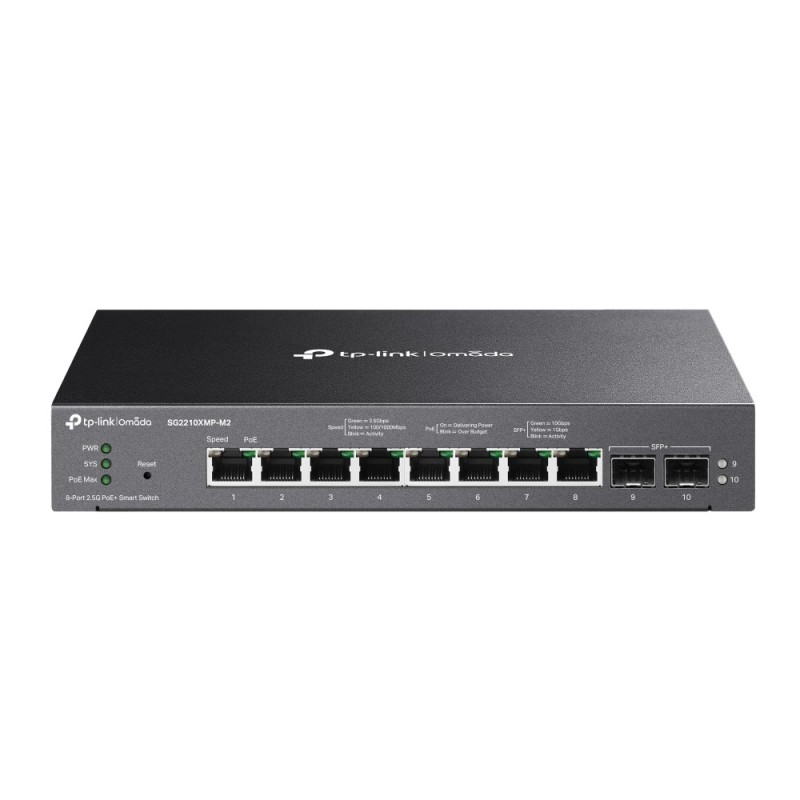 TP-Link Omada SG2210XMP-M2 commutateur réseau Géré L2 L2+ 2.5G Ethernet (100 1000 2500) Connexion Ethernet, supportant