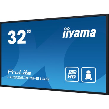 iiyama LH3260HS-B1AG affichage de messages Carte A numérique 80 cm (31.5") LED Wifi 500 cd m² Full HD Noir Intégré dans le