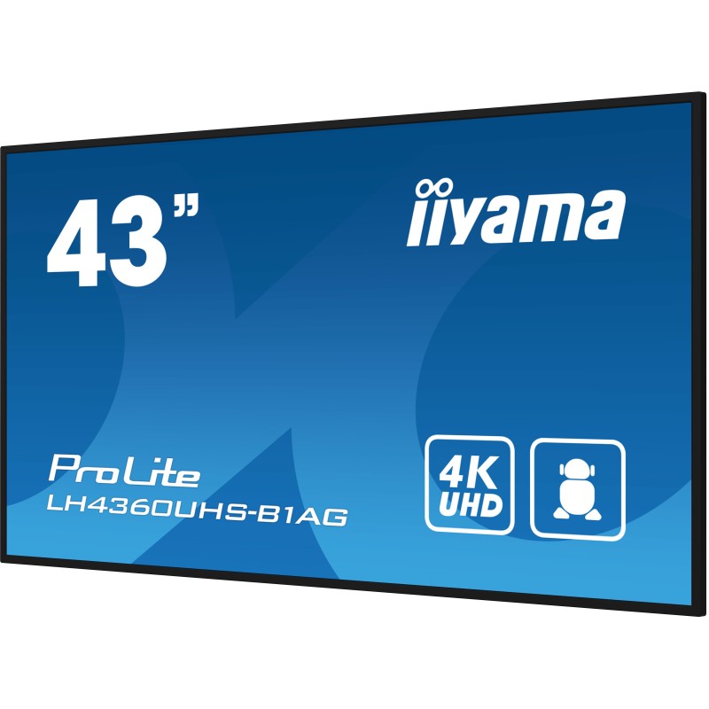 iiyama LH4360UHS-B1AG affichage de messages Carte A numérique 108 cm (42.5") LED Wifi 500 cd m² 4K Ultra HD Noir Intégré dans