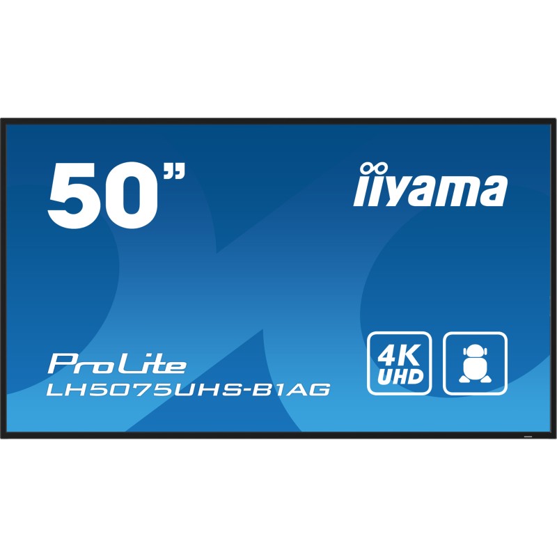 iiyama LH5075UHS-B1AG affichage de messages Écran plat de signalisation numérique 125,7 cm (49.5") LCD Wifi 500 cd m² 4K Ultra