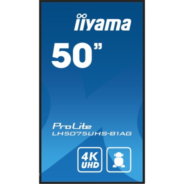 iiyama LH5075UHS-B1AG affichage de messages Écran plat de signalisation numérique 125,7 cm (49.5") LCD Wifi 500 cd m² 4K Ultra