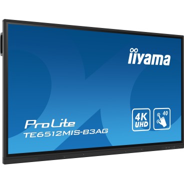 iiyama TE6512MIS-B3AG affichage de messages En forme de kiosk 165,1 cm (65") LCD Wifi 400 cd m² 4K Ultra HD Noir Écran tactile