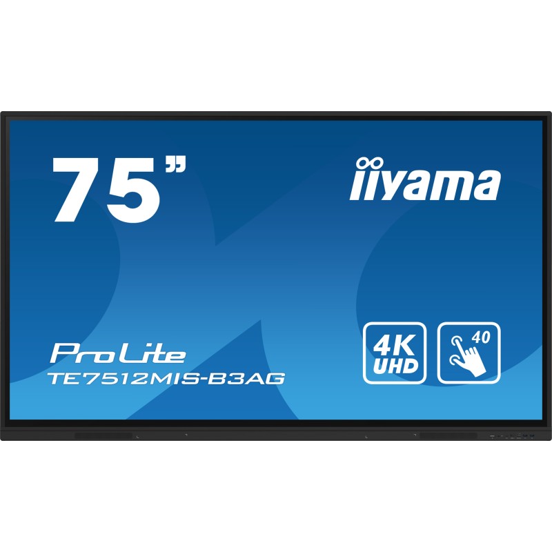 iiyama TE7512MIS-B3AG affichage de messages En forme de kiosk 190,5 cm (75") LCD Wifi 400 cd m² 4K Ultra HD Noir Écran tactile