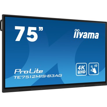 iiyama TE7512MIS-B3AG affichage de messages En forme de kiosk 190,5 cm (75") LCD Wifi 400 cd m² 4K Ultra HD Noir Écran tactile