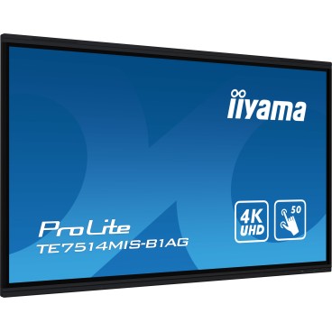 iiyama TE7514MIS-B1AG affichage de messages Écran plat interactif 190,5 cm (75") LCD Wifi 435 cd m² 4K Ultra HD Noir Écran