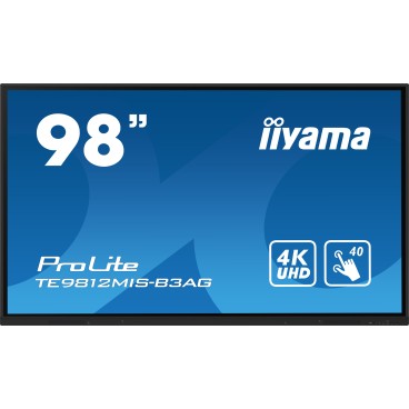 iiyama TE9812MIS-B3AG affichage de messages En forme de kiosk 2,49 m (98") LCD Wifi 400 cd m² 4K Ultra HD Noir Écran tactile