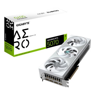 GIGABYTE GeForce RTX 5070 AERO OC 12G Carte Graphique - 12 Go GDDR7, 192 bits, PCI-E 5.0, 2625 MHz Core Clock, 3 x DP 2.1a, 1 x