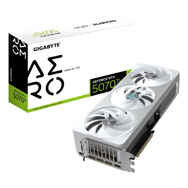 GIGABYTE GeForce RTX 5070 Ti AERO OC 16G Carte Graphique - 16 Go GDDR7, 256 bits, PCI-E 5.0, 2588 MHz Core Clock, 3 x DP 2.1a,