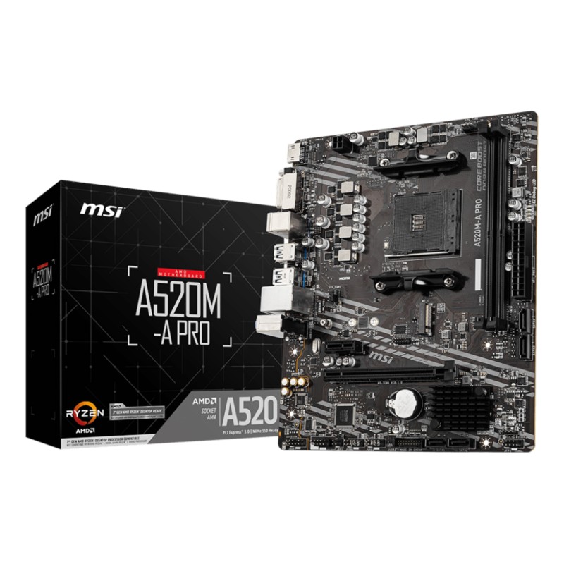 MSI A520M-A PRO carte mère AMD A520 Emplacement AM4 micro ATX