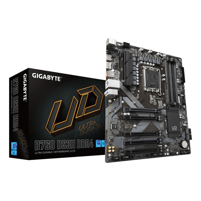 GIGABYTE B760 DS3H DDR4 Carte Mère - Prend en charge les processeurs Intel Core 14e génération, VRM numérique 18+2+1 phases,