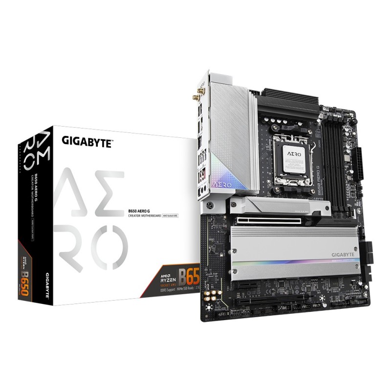 GIGABYTE B650 AERO G Carte mère - Compatible avec les processeurs AMD Ryzen série 9000, jusqu'à 8000 MHz DDR5 (OC), 1xPCIe 5.0