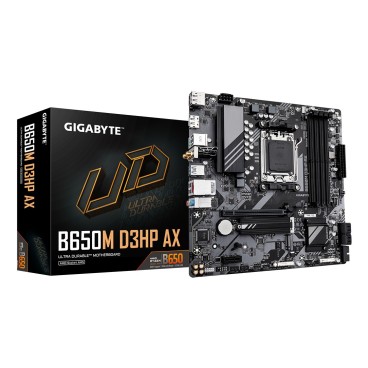 GIGABYTE B650M D3HP AX Carte mère - AMD Ryzen série 9000, VRM 5+2+2 phases, jusqu'à 8000 MHz DDR5 (OC), 2xPCIe 4.0 M.2, WIFI